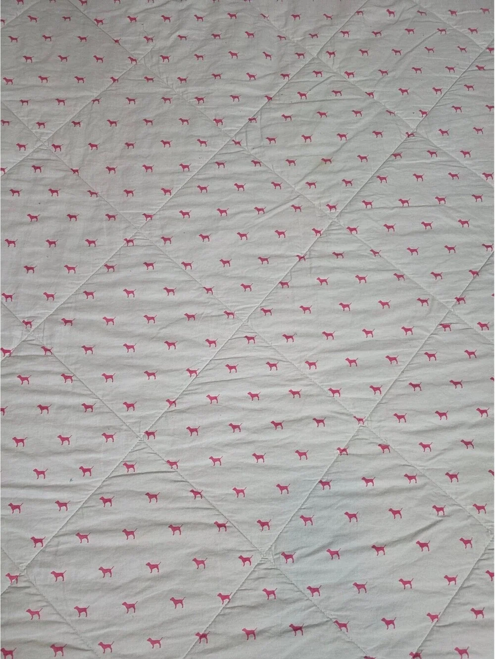 Vintage 2012 Victoria's Secret PINK Twin Quilt Dog Wreath Reversible Blanket